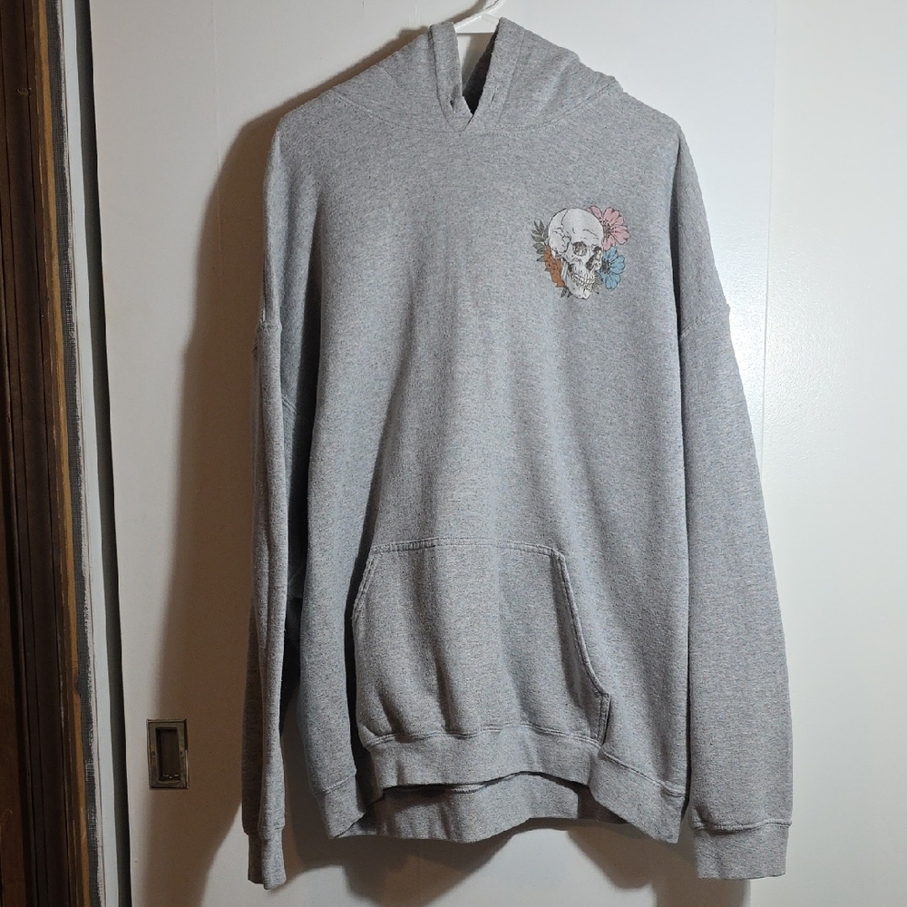 Gildan Gray Sweatshirt Hoodie Casual Comfort Death Tarot